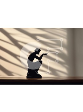 Intra Συλλεκτικό Ξύλινο Παζλ Plywood  4mm - Ασπρόμαυρη σιλουέτα ενός ατόμου Σε Ξύλινο Κουτί - Διαστάσεις Puzzle: 10x10 cm – 25 κομμάτια