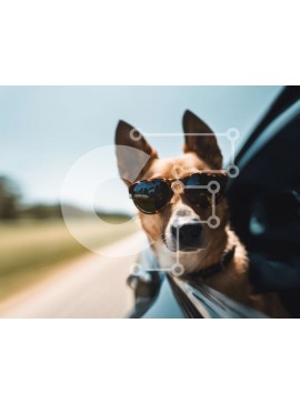 Σετ των 2 Intra Συλλεκτικό Ξύλινο Παζλ Plywood  4mm - Καφέ σκύλος που φοράει γυαλιά ηλίου που κρέμεται έξω από το παράθυρο του αυτοκινήτου Σε Ξύλινο Κουτί - Διαστάσεις: 10x10 cm – 25 κομμάτια