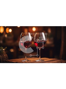 Σετ των 2 Intra Συλλεκτικό Ξύλινο Παζλ Plywood  4mm - Ποτήρια κόκκινου κρασιού σε ξύλινο τραπέζι Σε Ξύλινο Κουτί - Διαστάσεις: 10x10 cm – 25 κομμάτια