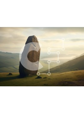 Intra Συλλεκτικό Ξύλινο Παζλ Plywood  4mm - Μεγάλος βράχος στο Grassy Hillside Σε Ξύλινο Κουτί - Διαστάσεις: 10x10 cm – 25 κομμάτια