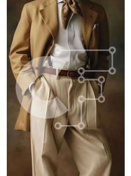 Intra Συλλεκτικό Ξύλινο Παζλ Plywood  4mm - Κομψός άντρας με μαύρισμα μπουφάν και μπεζ παντελόνι με τα χέρια στους γοφούς Σε Ξύλινο Κουτί - Διαστάσεις Puzzle: 10x10 cm – 25 κομμάτια