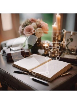 Intra Συλλεκτικό Ξύλινο Παζλ Plywood  4mm - Ανοιχτό βιβλίο σε ξύλινο τραπέζι με λουλούδια και κεριά Σε Ξύλινο Κουτί - Διαστάσεις Puzzle: 10x10 cm – 25 κομμάτια