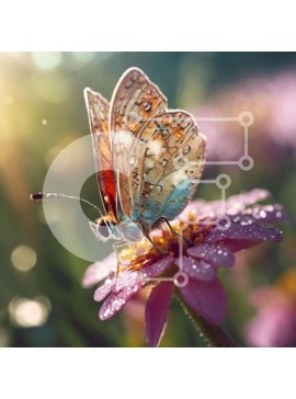 Intra Συλλεκτικό Ξύλινο Παζλ Plywood  4mm - Πεταλούδα σε πορτοκαλί λουλούδι με σταγόνες δροσιάς Σε Ξύλινο Κουτί - Διαστάσεις: 10x10 cm – 25 κομμάτια