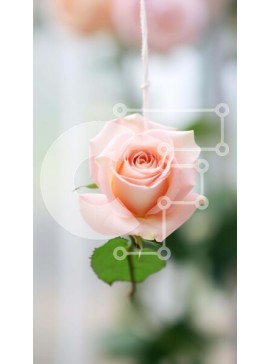 Σετ των 2 Intra Συλλεκτικό Ξύλινο Παζλ Plywood  4mm - Μονό ροζ τριαντάφυλλο κρεμαστό από την οροφή με πράσινα φύλλα Σε Ξύλινο Κουτί - Διαστάσεις: 10x10 cm – 25 κομμάτια