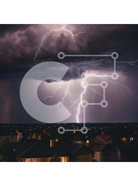 Intra Συλλεκτικό Ξύλινο Παζλ Plywood  4mm - Κεραυνός πάνω από την αστική περιοχή Σε Ξύλινο Κουτί - Διαστάσεις Puzzle: 10x10 cm – 25 κομμάτια