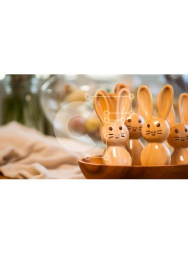 Intra Συλλεκτικό Ξύλινο Παζλ Plywood  4mm - Ξύλινα ειδώλια λαγουδάκι σε ένα μπολ Σε Ξύλινο Κουτί - Διαστάσεις Puzzle: 10x10 cm – 25 κομμάτια