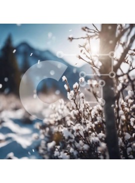 Intra Συλλεκτικό Ξύλινο Παζλ Plywood  4mm - Χιονισμένο δασικό τοπίο με βουνά Σε Ξύλινο Κουτί - Διαστάσεις: 10x10 cm – 25 κομμάτια