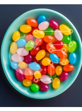 Σετ των 2 Intra Συλλεκτικό Ξύλινο Παζλ Plywood  4mm - Πολύχρωμα φασόλια ζελέ σε μπλε μπολ Σε Ξύλινο Κουτί - Διαστάσεις: 10x10 cm – 25 κομμάτια