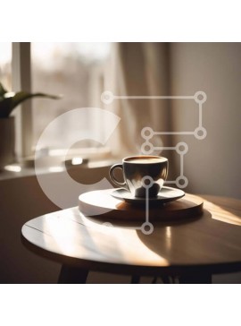 Σετ των 2 Intra Συλλεκτικό Ξύλινο Παζλ Plywood  4mm - Φρεσκοκομμένος καφές στο τραπέζι από ανοιχτό παράθυρο Σε Ξύλινο Κουτί - Διαστάσεις: 10x10 cm – 25 κομμάτια