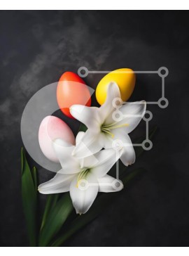 Intra Συλλεκτικό Ξύλινο Παζλ Plywood  4mm - Πασχαλινό μπουκέτο κρίνου με πολύχρωμα αυγά Σε Ξύλινο Κουτί - Διαστάσεις Puzzle: 10x10 cm – 25 κομμάτια