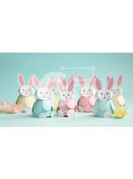 Intra Συλλεκτικό Ξύλινο Παζλ Plywood  4mm - Ομάδα από χάρτινα κουνελάκια και λουλούδια για πασχαλινές διακοσμήσεις Σε Ξύλινο Κουτί - Διαστάσεις Puzzle: 10x10 cm – 25 κομμάτια