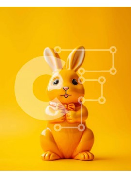 Intra Συλλεκτικό Ξύλινο Παζλ Plywood  4mm - Κίτρινο ειδώλιο λαγουδάκι σε μαύρισμα φόντο Σε Ξύλινο Κουτί - Διαστάσεις Puzzle: 10x10 cm – 25 κομμάτια