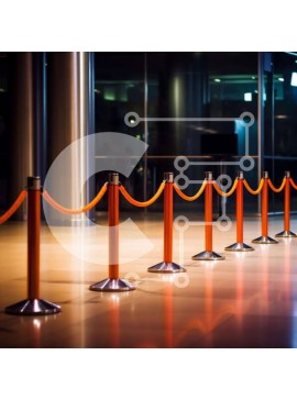 Intra Συλλεκτικό Ξύλινο Παζλ Plywood  4mm - Πορτοκαλί φράγματα σχοινιού στον άδειο διάδρομο με τηλεοράσεις Σε Ξύλινο Κουτί - Διαστάσεις Puzzle: 10x10 cm – 25 κομμάτια