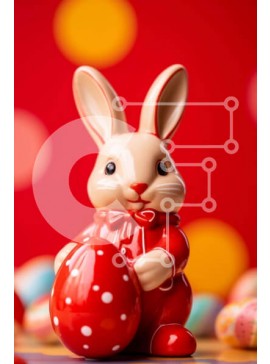 Intra Συλλεκτικό Ξύλινο Παζλ Plywood  4mm - Ειδώλιο Πασχαλινό λαγουδάκι με διακόσμηση πασχαλινών αυγών Σε Ξύλινο Κουτί - Διαστάσεις Puzzle: 10x10 cm – 25 κομμάτια