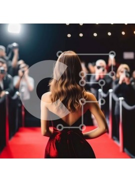 Intra Συλλεκτικό Ξύλινο Παζλ Plywood  4mm - Γυναίκα που περπατά στο κόκκινο χαλί στην τελετή των βραβείων Σε Ξύλινο Κουτί - Διαστάσεις Puzzle: 10x10 cm – 25 κομμάτια