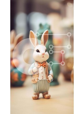 Intra Συλλεκτικό Ξύλινο Παζλ Plywood  4mm - Ειδώλιο λαγουδάκι του Πάσχα με πασχαλινά αυγά Σε Ξύλινο Κουτί - Διαστάσεις Puzzle: 10x10 cm – 25 κομμάτια