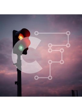 Intra Συλλεκτικό Ξύλινο Παζλ Plywood  4mm - Φανάρι με συννεφιά σε αστικό περιβάλλον Σε Ξύλινο Κουτί - Διαστάσεις Puzzle: 10x10 cm – 25 κομμάτια