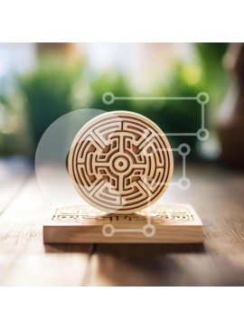 Intra Συλλεκτικό Ξύλινο Παζλ Plywood  4mm - Ξύλινος λαβύρινθος παζλ σε μπλοκ με φυτά στο φόντο Σε Ξύλινο Κουτί - Διαστάσεις Puzzle: 10x10 cm – 25 κομμάτια