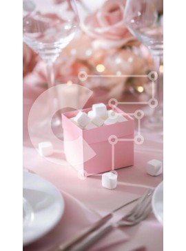 Intra Συλλεκτικό Ξύλινο Παζλ Plywood  4mm - Κομψό σερβίτσιο τραπεζιού με ροζ κουτί και λευκά τριαντάφυλλα Σε Ξύλινο Κουτί - Διαστάσεις: 10x10 cm – 25 κομμάτια