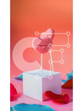 Intra Συλλεκτικό Ξύλινο Παζλ Plywood  4mm - Ροζ Cake Pop με χείλη και πέταλα σε λευκό κουτί Σε Ξύλινο Κουτί - Διαστάσεις: 10x10 cm – 25 κομμάτια