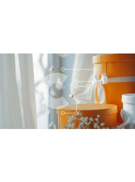 Intra Συλλεκτικό Ξύλινο Παζλ Plywood  4mm - Στοιβαγμένα πορτοκαλί κουτιά δώρων με λευκά λουλούδια Σε Ξύλινο Κουτί - Διαστάσεις: 10x10 cm – 25 κομμάτια