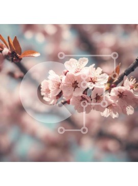 Intra Συλλεκτικό Ξύλινο Παζλ Plywood  4mm - Ροζ άνθη κερασιάς την άνοιξη Σε Ξύλινο Κουτί - Διαστάσεις: 10x10 cm – 25 κομμάτια