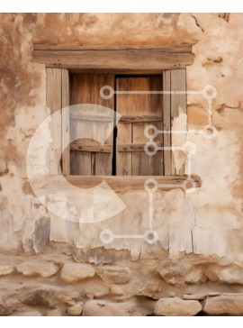 Intra Συλλεκτικό Ξύλινο Παζλ Plywood  4mm - Παλιό πέτρινο παράθυρο κτηρίου με ξύλινα παραθυρόφυλλα Σε Ξύλινο Κουτί - Διαστάσεις Puzzle: 10x10 cm – 25 κομμάτια