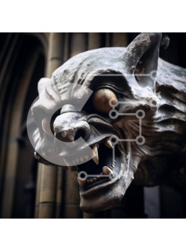 Intra Συλλεκτικό Ξύλινο Παζλ Plywood  4mm - Γοτθικό άγαλμα Gargoyle σε ιστορική δομή Σε Ξύλινο Κουτί - Διαστάσεις Puzzle: 10x10 cm – 25 κομμάτια