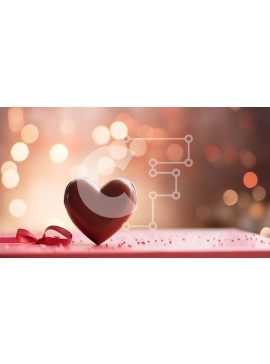Σετ των 2 Intra Συλλεκτικό Ξύλινο Παζλ Plywood  4mm - Κέικ σοκολάτας σε σχήμα καρδιάς με κόκκινη κορδέλα σε ανοιχτό κουτί Σε Ξύλινο Κουτί - Διαστάσεις: 10x10 cm – 25 κομμάτια