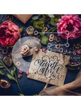 Intra Συλλεκτικό Ξύλινο Παζλ Plywood  4mm - Υπέροχο προσκλητήριο γάμου με εντυπωσιακό floral σχέδιο Σε Ξύλινο Κουτί - Διαστάσεις Puzzle: 10x10 cm – 25 κομμάτια