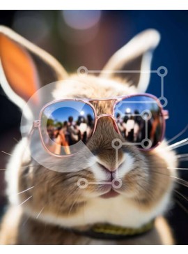 Σετ των 2 Intra Συλλεκτικό Ξύλινο Παζλ Plywood  4mm - Cool Brown Bunny που φοράει γυαλιά ηλίου Σε Ξύλινο Κουτί - Διαστάσεις: 10x10 cm – 25 κομμάτια