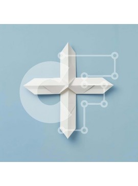 Intra Συλλεκτικό Ξύλινο Παζλ Plywood  4mm - Λευκός σταυρός Origami σε μπλε φόντο Σε Ξύλινο Κουτί - Διαστάσεις Puzzle: 10x10 cm – 25 κομμάτια