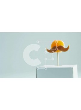 Intra Συλλεκτικό Ξύλινο Παζλ Plywood  4mm - Γλειφιτζούρια σε σχήμα μουστακιού σε πορτοκαλί μπαστούνι από γλειφιτζούρια Σε Ξύλινο Κουτί - Διαστάσεις Puzzle: 10x10 cm – 25 κομμάτια