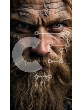 Intra Συλλεκτικό Ξύλινο Παζλ Plywood  4mm - Μυστηριώδης πολεμιστής Βίκινγκ σε σκοτεινό φόντο Σε Ξύλινο Κουτί - Διαστάσεις Puzzle: 10x10 cm – 25 κομμάτια