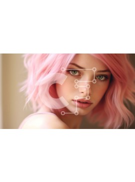 Intra Συλλεκτικό Ξύλινο Παζλ Plywood  4mm - Κομψή γυναίκα με ροζ μαλλιά πορτρέτο μόδας Σε Ξύλινο Κουτί - Διαστάσεις Puzzle: 10x10 cm – 25 κομμάτια