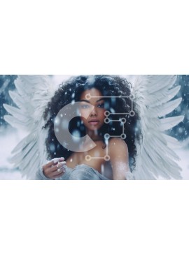 Intra Συλλεκτικό Ξύλινο Παζλ Plywood  4mm - Εκπληκτική εικόνα μαύρης γυναίκας με λευκό φόρεμα με λουλούδια στο χιόνι Σε Ξύλινο Κουτί - Διαστάσεις Puzzle: 10x10 cm – 25 κομμάτια