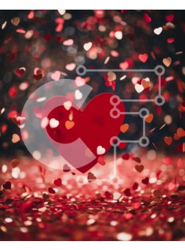 Intra Συλλεκτικό Ξύλινο Παζλ Plywood  4mm - Κόκκινη καρδιά κομφετί φόντο για την ημέρα του Αγίου Βαλεντίνου και ειδικές περιστάσεις Σε Ξύλινο Κουτί - Διαστάσεις Puzzle: 10x10 cm – 25 κομμάτια