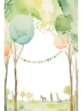 Σετ των 2 Intra Συλλεκτικό Ξύλινο Παζλ Plywood  4mm - Ειδυλλιακό Δάσος Σκηνή με Ζώα και Δέντρα Ακουαρέλα Σε Ξύλινο Κουτί - Διαστάσεις: 10x10 cm – 25 κομμάτια