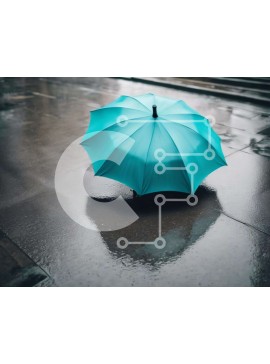 Intra Συλλεκτικό Ξύλινο Παζλ Plywood  4mm - Μπλε ομπρέλα σε υγρό έδαφος Σε Ξύλινο Κουτί - Διαστάσεις Puzzle: 10x10 cm – 25 κομμάτια