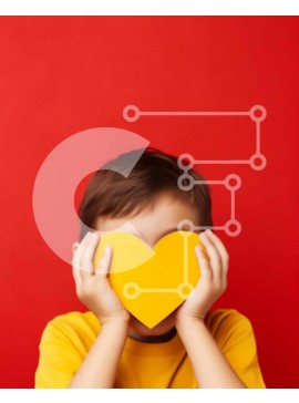 Intra Συλλεκτικό Ξύλινο Παζλ Plywood  4mm - Νεαρό αγόρι που κρύβεται πίσω από χαρτί σε σχήμα καρδιάς Σε Ξύλινο Κουτί - Διαστάσεις Puzzle: 10x10 cm – 25 κομμάτια