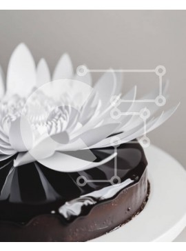 Σετ των 2 Intra Συλλεκτικό Ξύλινο Παζλ Plywood  4mm - Κομψό κέικ σοκολάτας με λευκά χάρτινα λουλούδια Σε Ξύλινο Κουτί - Διαστάσεις: 10x10 cm – 25 κομμάτια