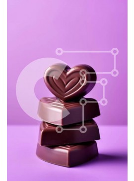 Σετ των 2 Intra Συλλεκτικό Ξύλινο Παζλ Plywood  4mm - Επιδόρπιο στοίβας σοκολάτας σε σχήμα καρδιάς Σε Ξύλινο Κουτί - Διαστάσεις: 10x10 cm – 25 κομμάτια