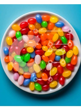 Σετ των 2 Intra Συλλεκτικό Ξύλινο Παζλ Plywood  4mm - Πολύχρωμα φασόλια ζελέ σε λευκό πιάτο Σε Ξύλινο Κουτί - Διαστάσεις: 10x10 cm – 25 κομμάτια