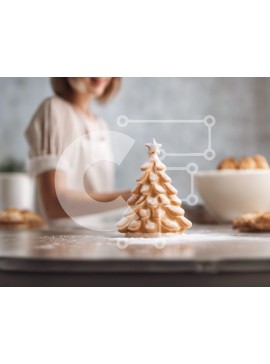 Σετ των 2 Intra Συλλεκτικό Ξύλινο Παζλ Plywood  4mm - Γυναίκα που ετοιμάζει αρτοσκευάσματα και μπισκότα στην κουζίνα Σε Ξύλινο Κουτί - Διαστάσεις: 10x10 cm – 25 κομμάτια