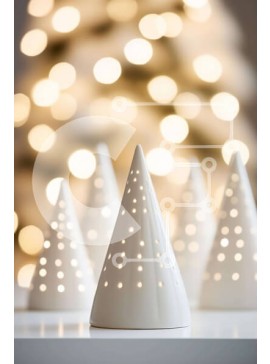 Intra Συλλεκτικό Ξύλινο Παζλ Plywood  4mm - Λευκά κεραμικά στολίδια Χριστουγεννιάτικου Δέντρου Σε Ξύλινο Κουτί - Διαστάσεις Puzzle: 10x10 cm – 25 κομμάτια