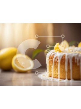 Σετ των 2 Intra Συλλεκτικό Ξύλινο Παζλ Plywood  4mm - Κέικ λεμονιού με λευκό γλάσο και φρέσκες φέτες λεμονιού Σε Ξύλινο Κουτί - Διαστάσεις: 10x10 cm – 25 κομμάτια