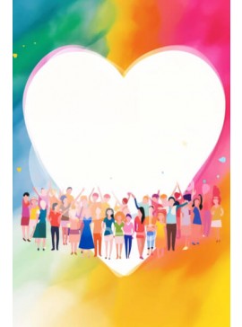 Intra Συλλεκτικό Ξύλινο Παζλ Plywood  4mm - Ομάδα ανθρώπων μπροστά από το αφηρημένο πλαίσιο σε σχήμα καρδιάς Σε Ξύλινο Κουτί - Διαστάσεις Puzzle: 10x10 cm – 25 κομμάτια