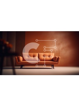 Intra Συλλεκτικό Ξύλινο Παζλ Plywood  4mm - Καφέ δερμάτινος καναπές σε δωμάτιο με πορτοκαλί τοίχους Σε Ξύλινο Κουτί - Διαστάσεις Puzzle: 10x10 cm – 25 κομμάτια