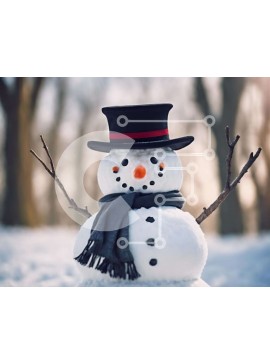 Intra Συλλεκτικό Ξύλινο Παζλ Plywood  4mm - Χιονάνθρωπος με καπέλο, κασκόλ και γάντια στο χιόνι Σε Ξύλινο Κουτί - Διαστάσεις Puzzle: 10x10 cm – 25 κομμάτια