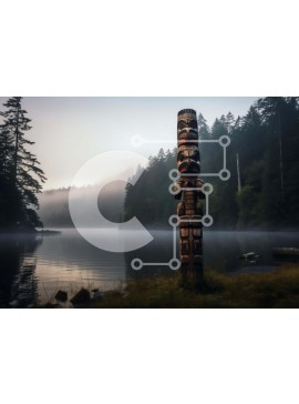 Intra Συλλεκτικό Ξύλινο Παζλ Plywood  4mm - Ιθαγενής Αμερικανός πόλος τοτέμ σε φυσικό περιβάλλον Σε Ξύλινο Κουτί - Διαστάσεις Puzzle: 10x10 cm – 25 κομμάτια